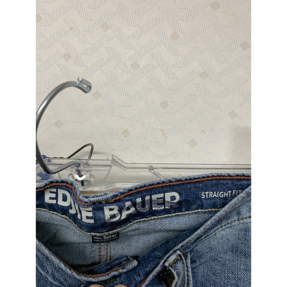 Eddie Bauer Jeans Mens Size 33x32 Blue Denim Straight Fit Pockets Stretch New - Picture 11 of 12